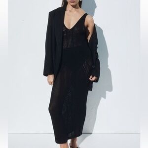 Black crochet look dress